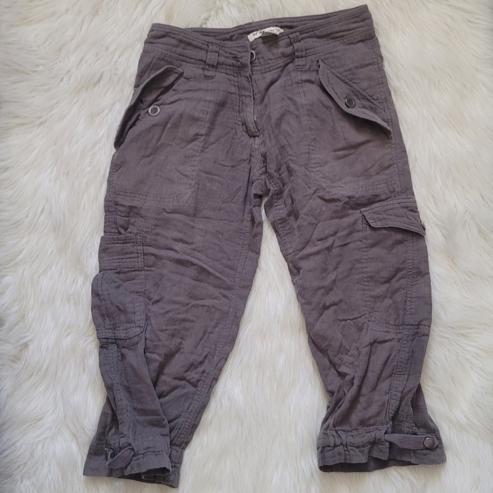 Crop linen cargo pants